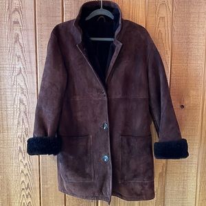Genuine Suede and Shearling Winter Coat